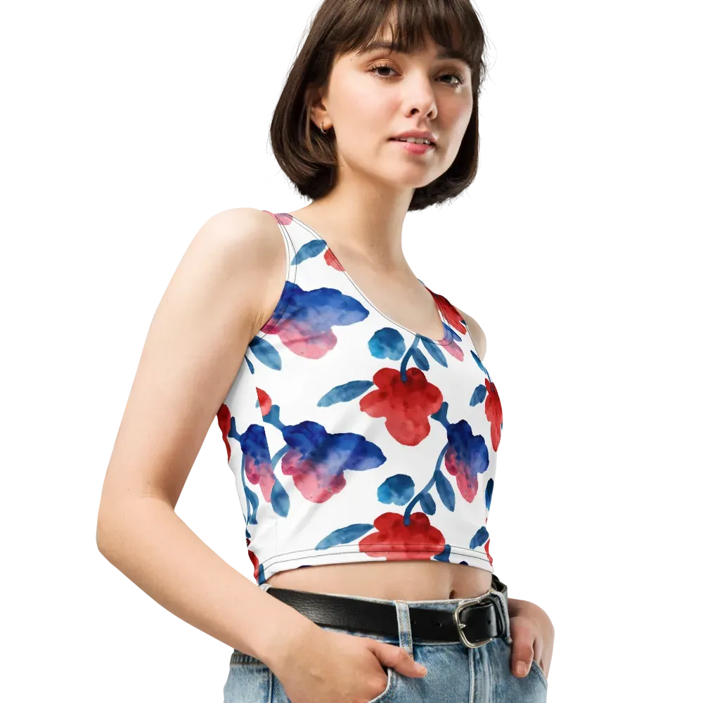 Blue Bloom Reverie on Crop Top — Right Front