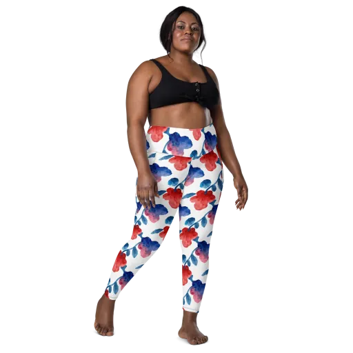 Blue Bloom Reverie on a Leggings with Pockets