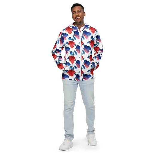 Blue Bloom Reverie on a Men's Windbreaker