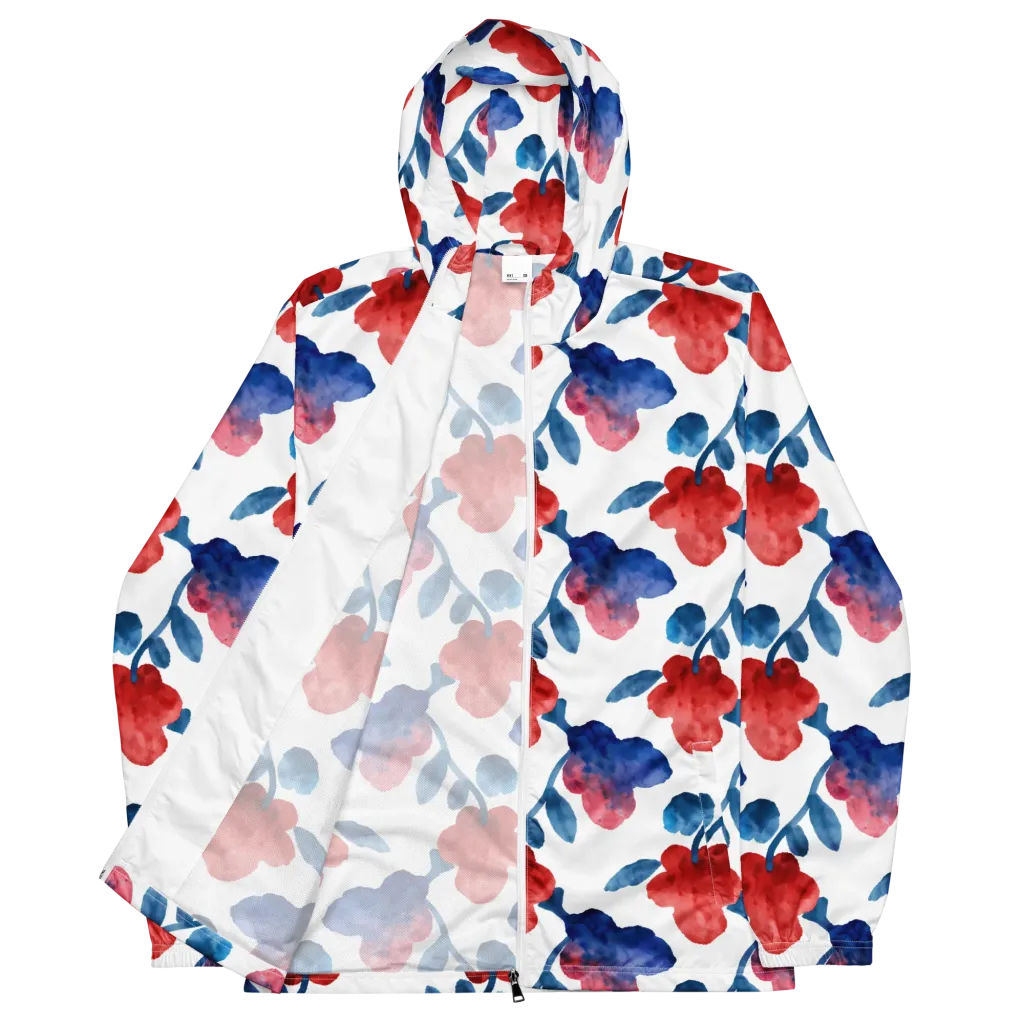 Blue Bloom Reverie on Men's Windbreaker — Front