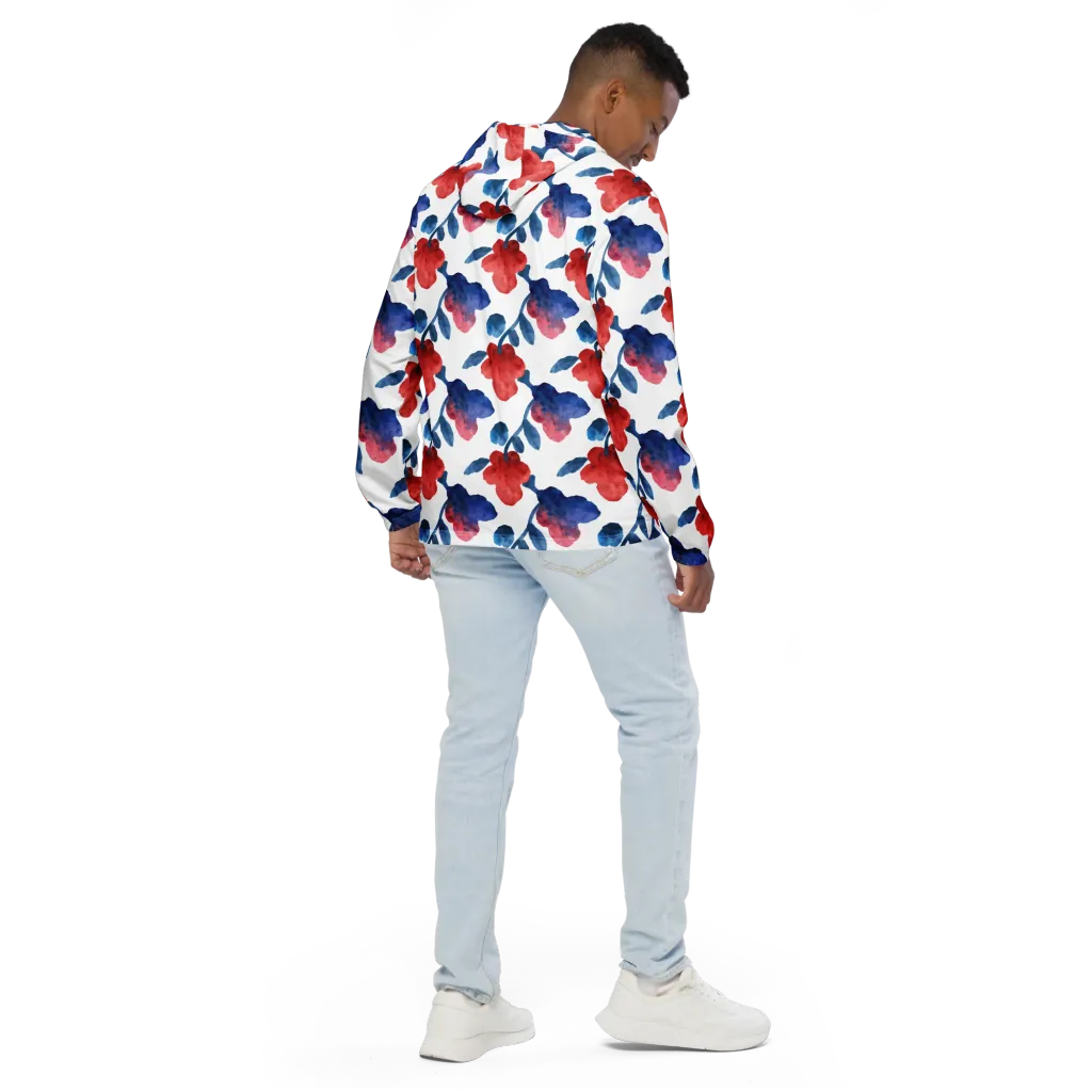 Blue Bloom Reverie on Men's Windbreaker — Back
