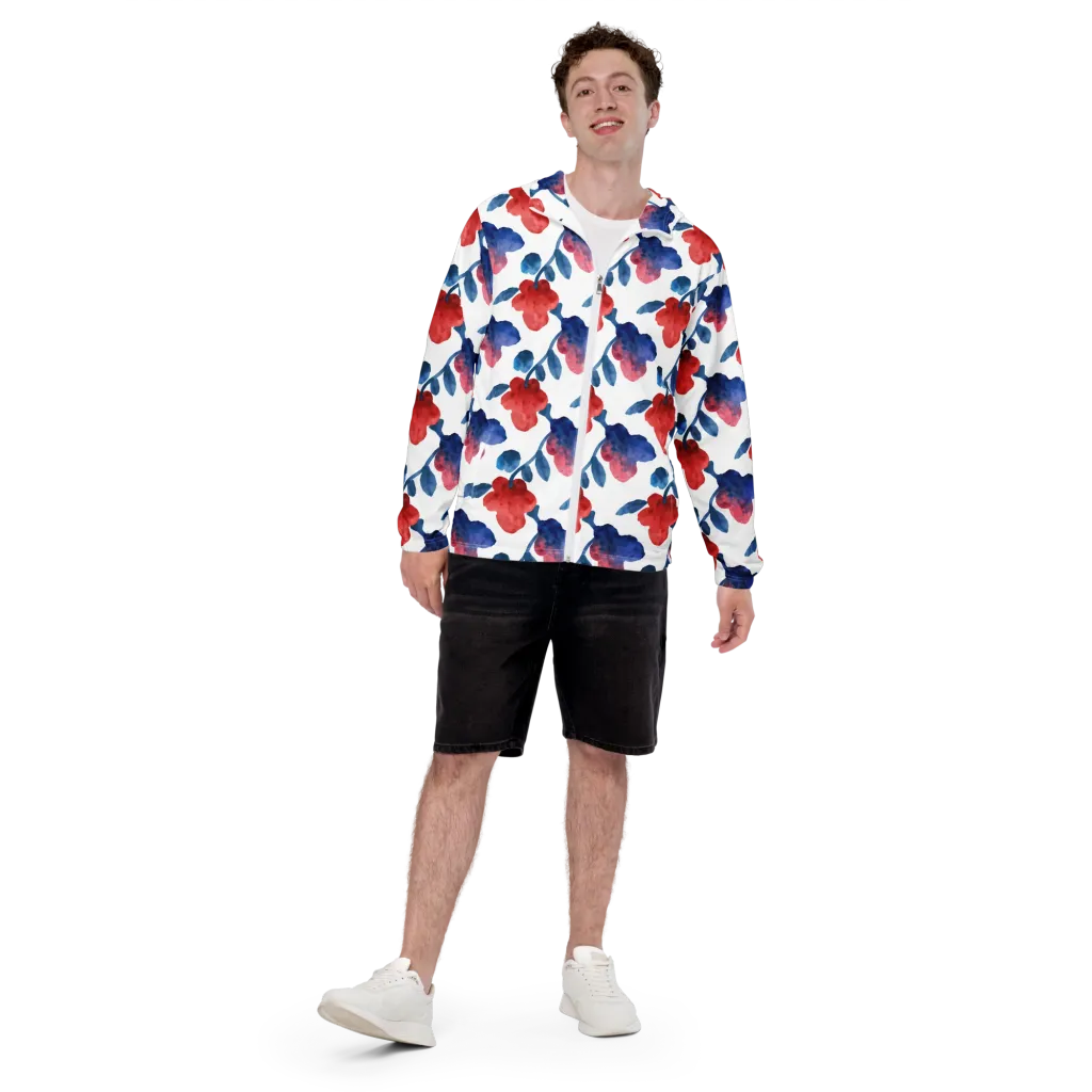 Blue Bloom Reverie on Men's Windbreaker — Front