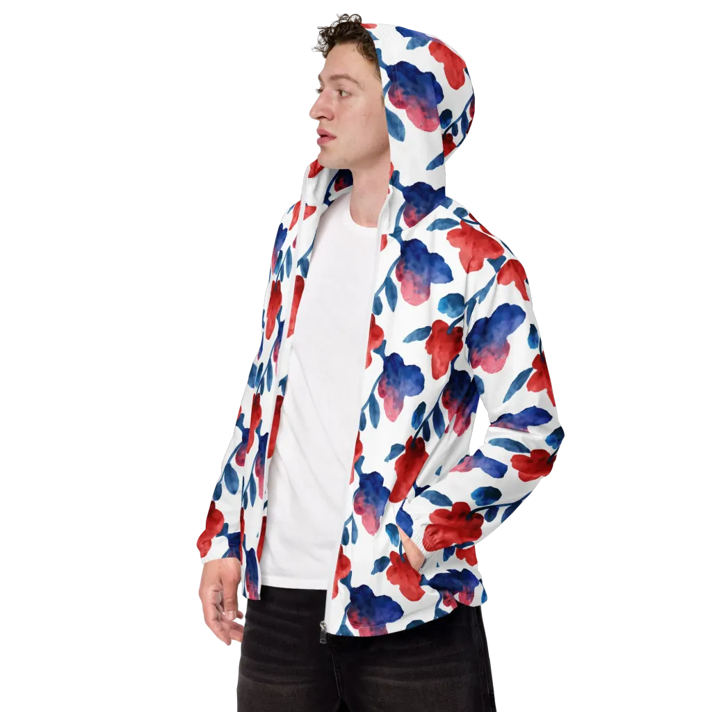 Blue Bloom Reverie on Men's Windbreaker — Left Front