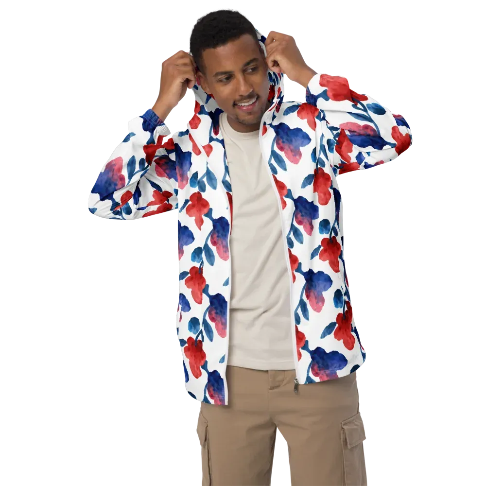 Blue Bloom Reverie on Men's Windbreaker — Front