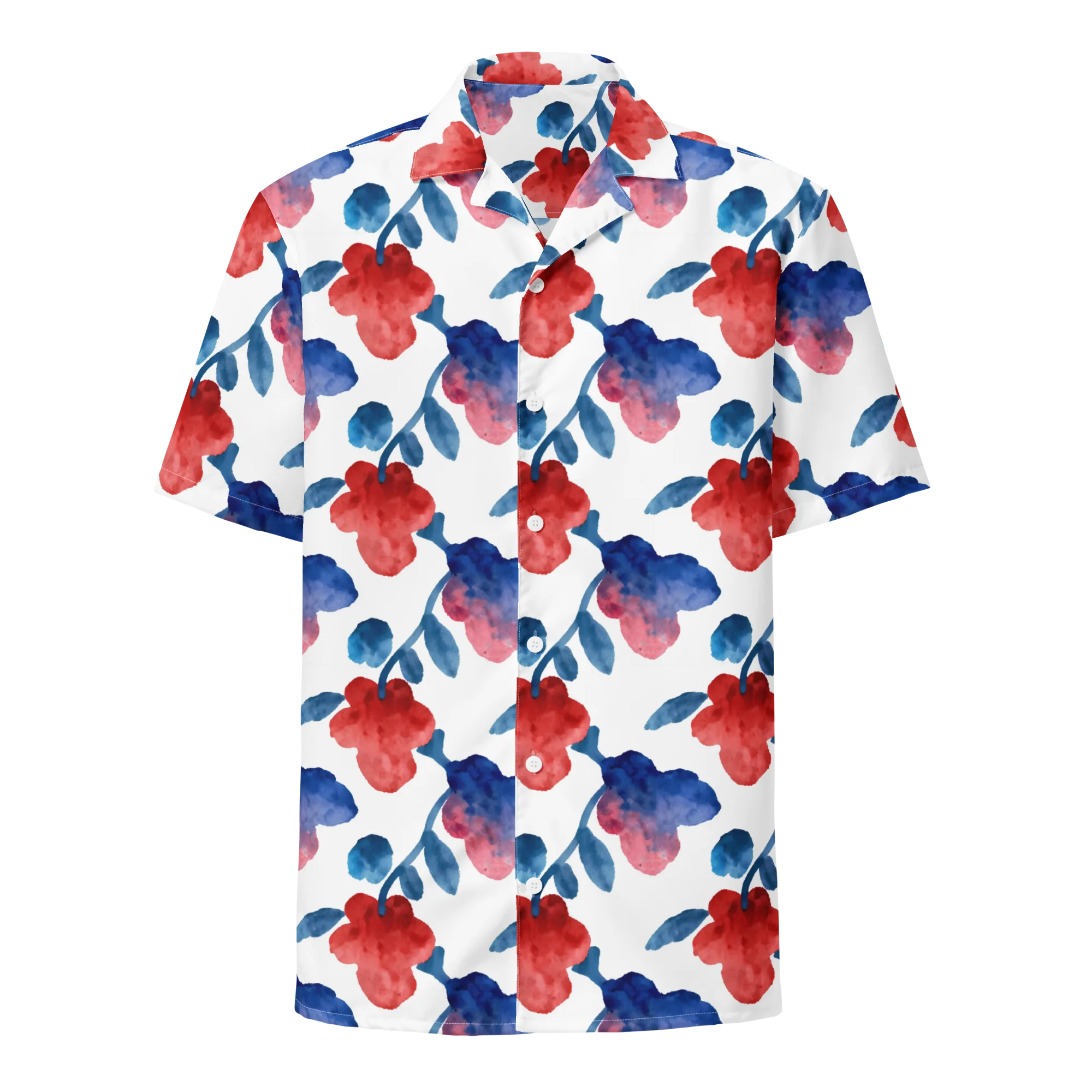 Blue Bloom Reverie on Button Shirt — Front