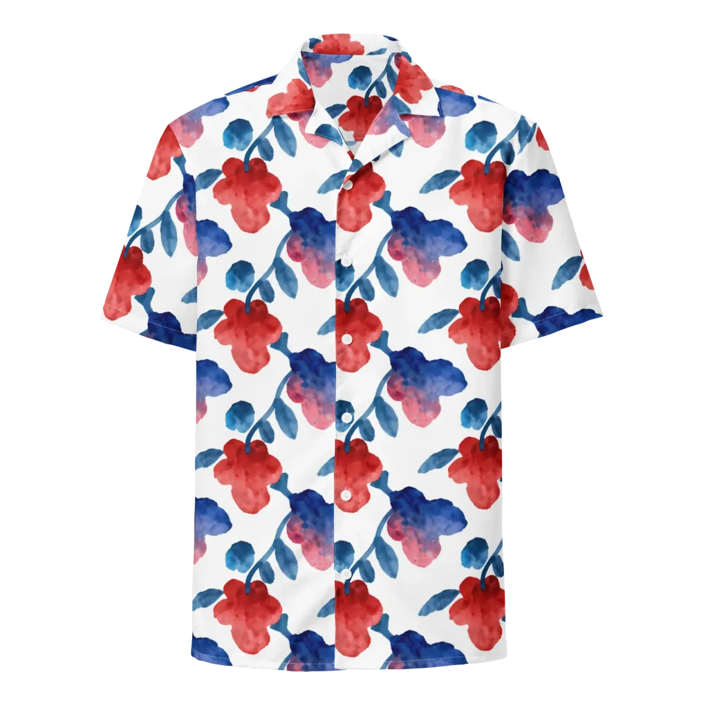Blue Bloom Reverie on Button Shirt — Front