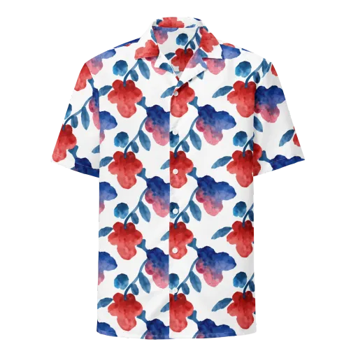 Blue Bloom Reverie on a Button Shirt