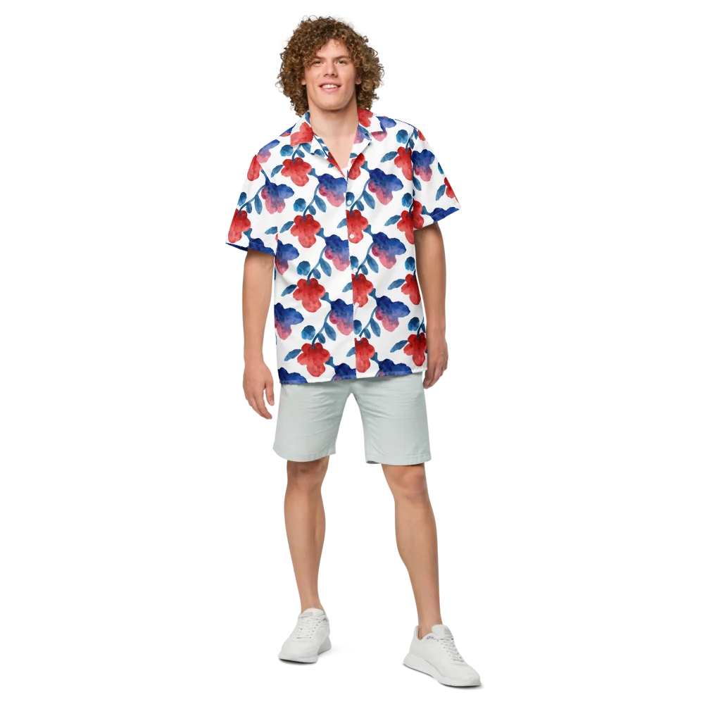 Blue Bloom Reverie on Button Shirt — Front