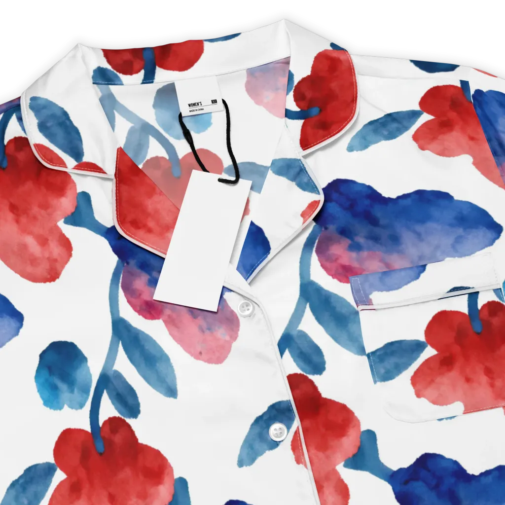 Blue Bloom Reverie on Women's Short Sleeve Pajama Top — Product details