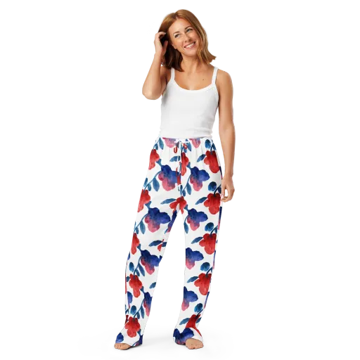 Blue Bloom Reverie on a Women's Pajama Pants
