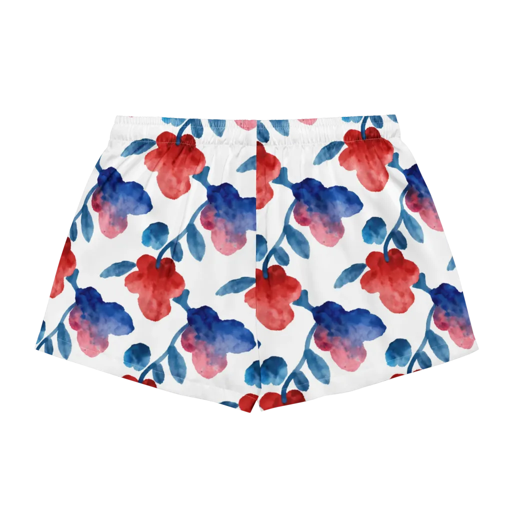 Blue Bloom Reverie on Women's Pajama Shorts — Back