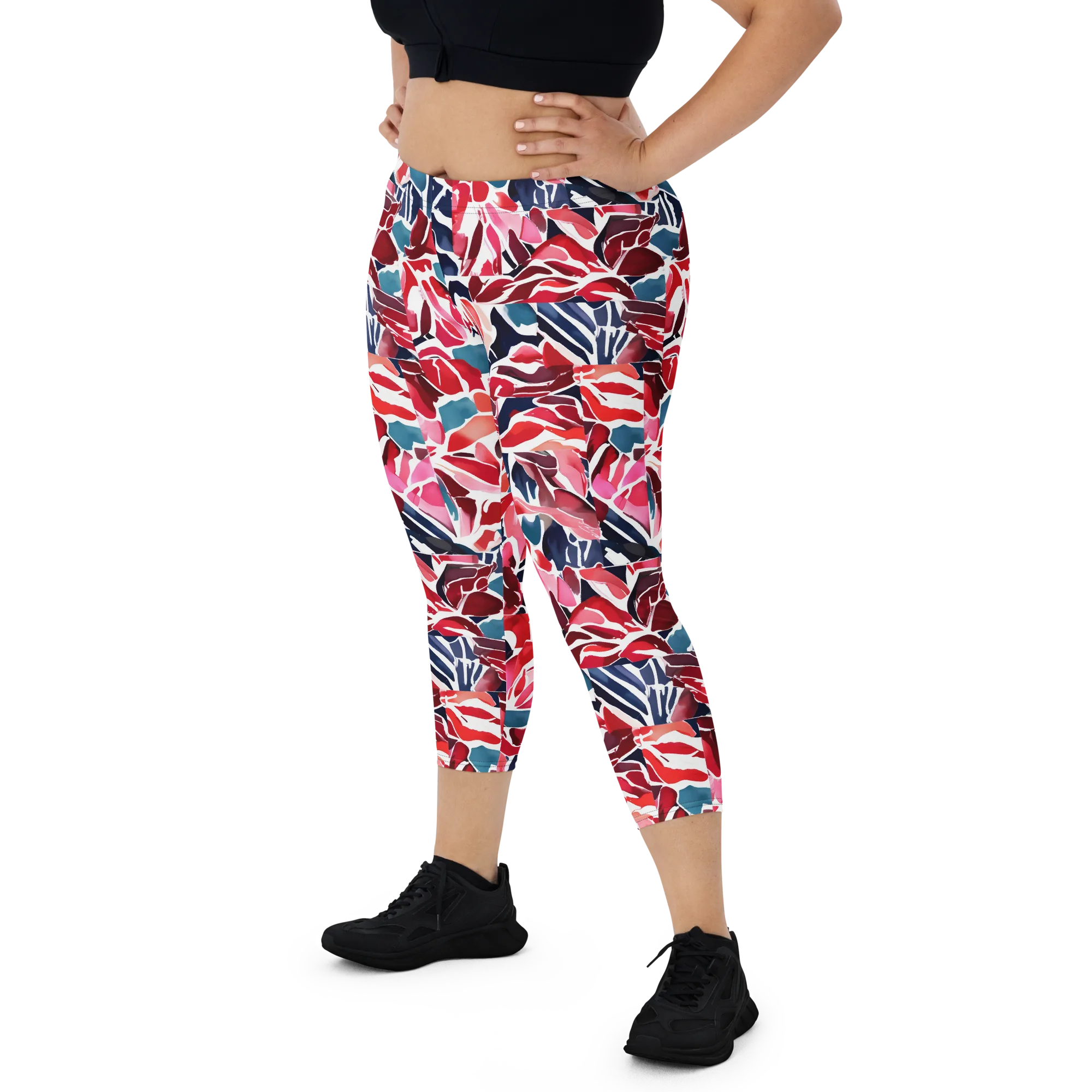Petal Voltage on Capri Leggings — Front