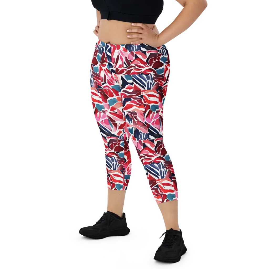 Petal Voltage on Capri Leggings — Front