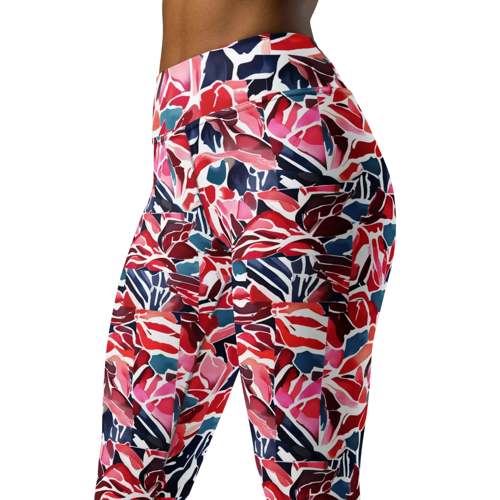 Petal Voltage on Yoga Leggings — Left Front