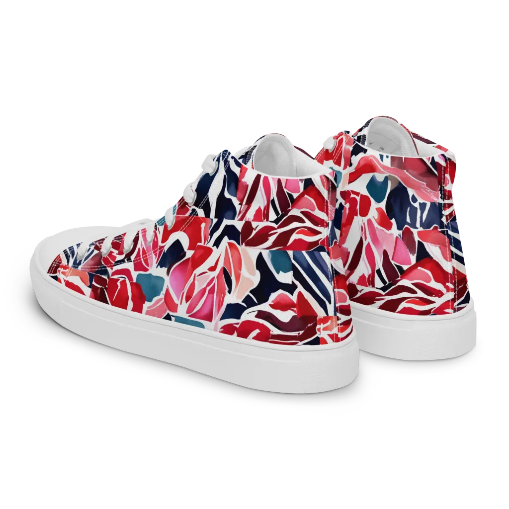 Petal Voltage on Men's High Top Canvas Shoes — Left Back