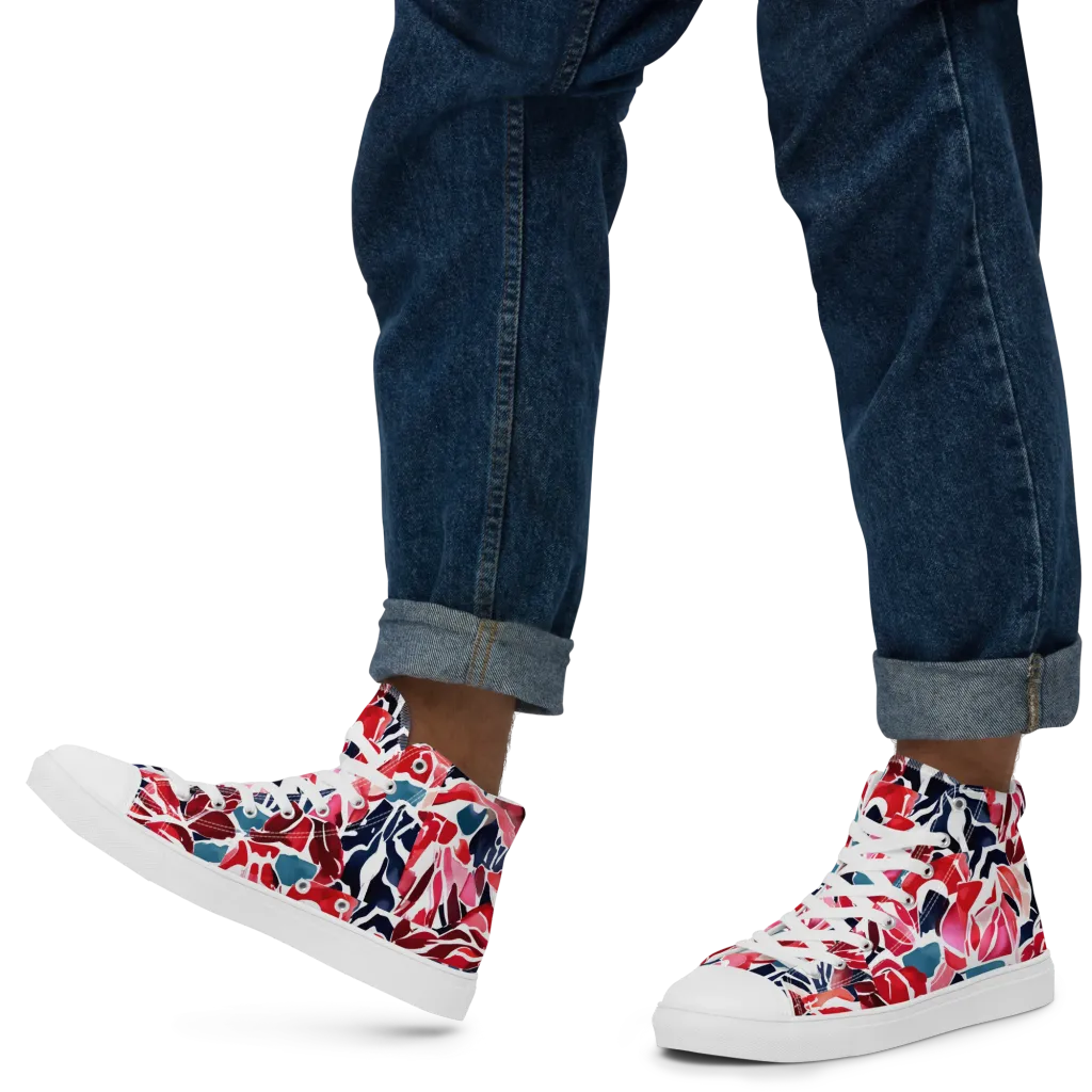 Petal Voltage on Men's High Top Canvas Shoes — Left
