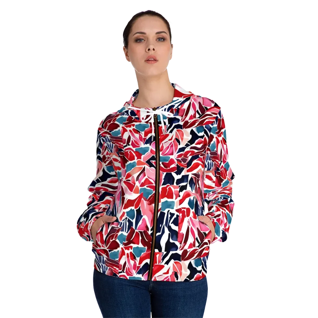 Petal Voltage on Women's Full-Zip Hoodie — Front On Person