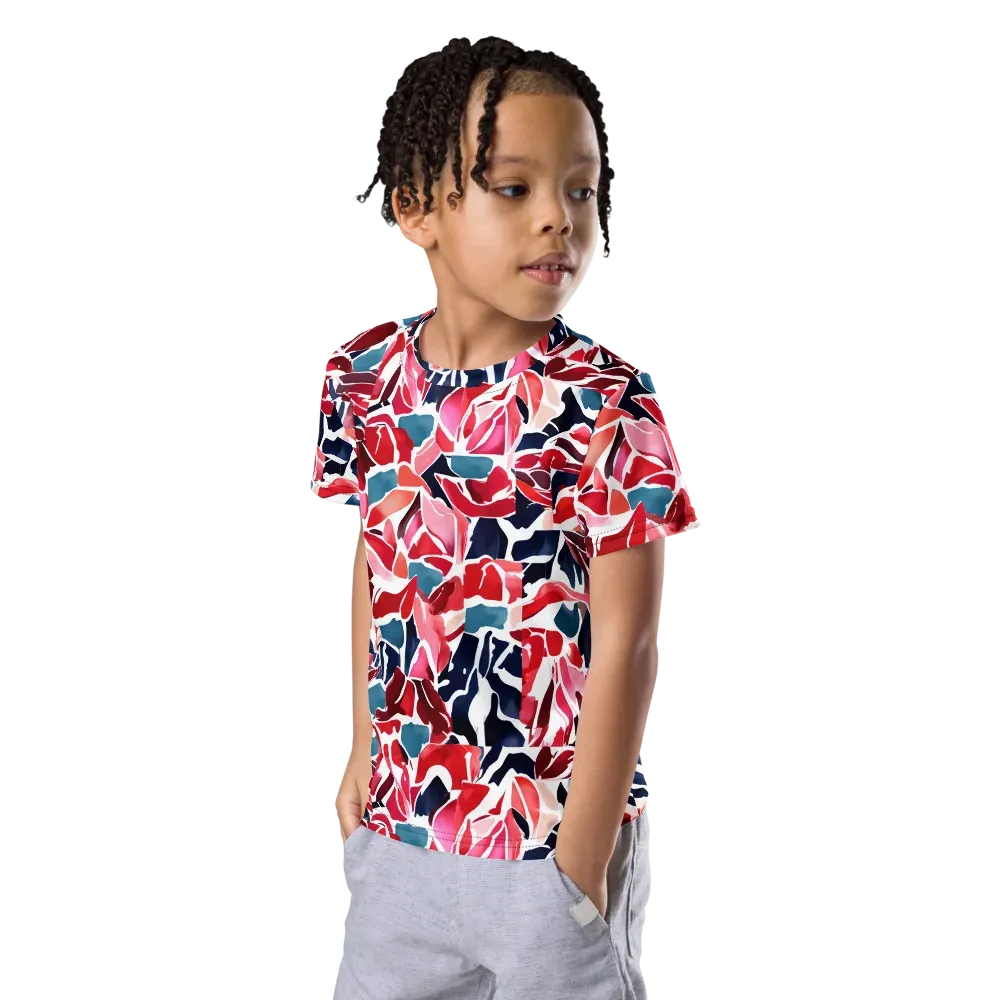 Petal Voltage on Kids Crew Neck T-Shirt — Left Front