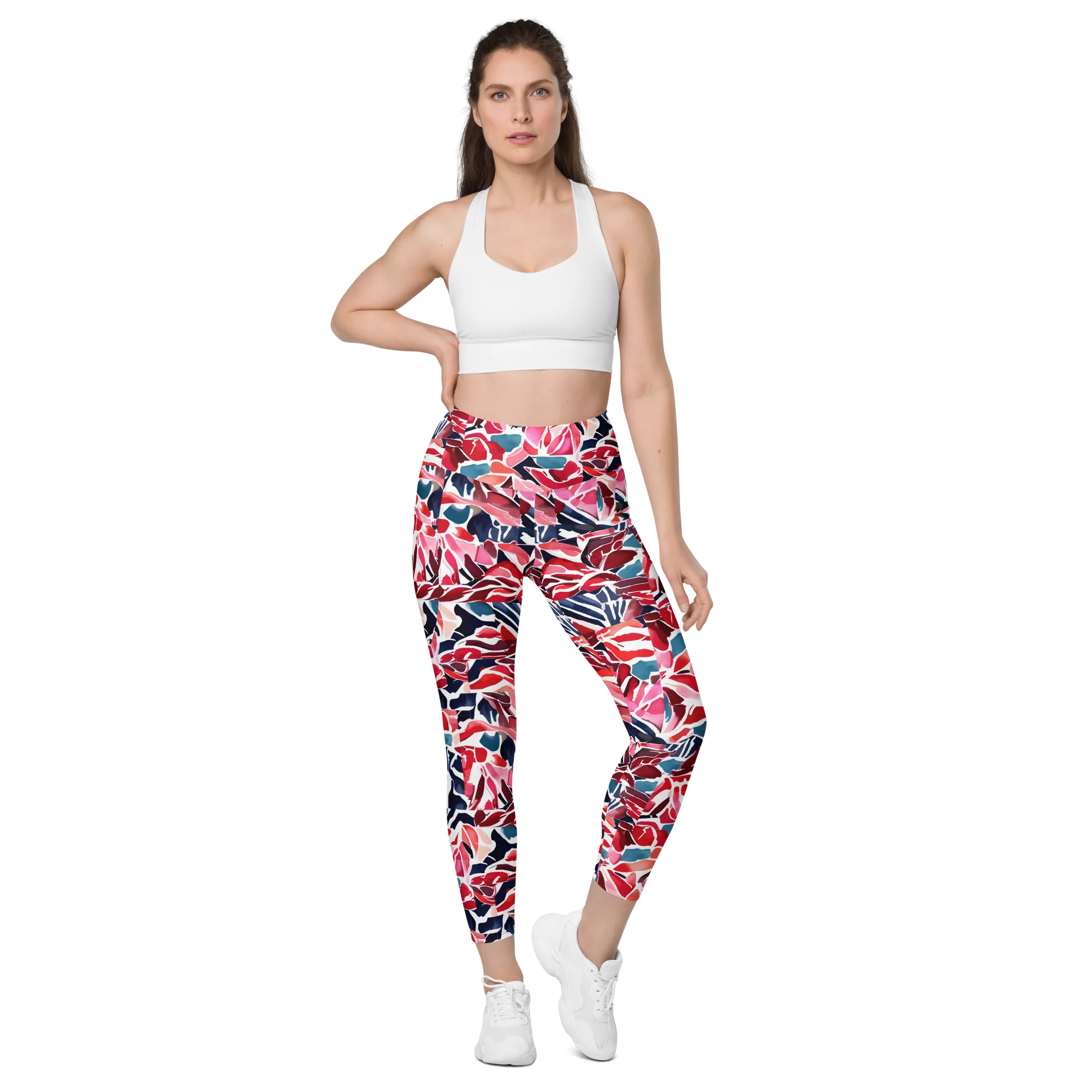 Petal Voltage on Leggings with Pockets — Front