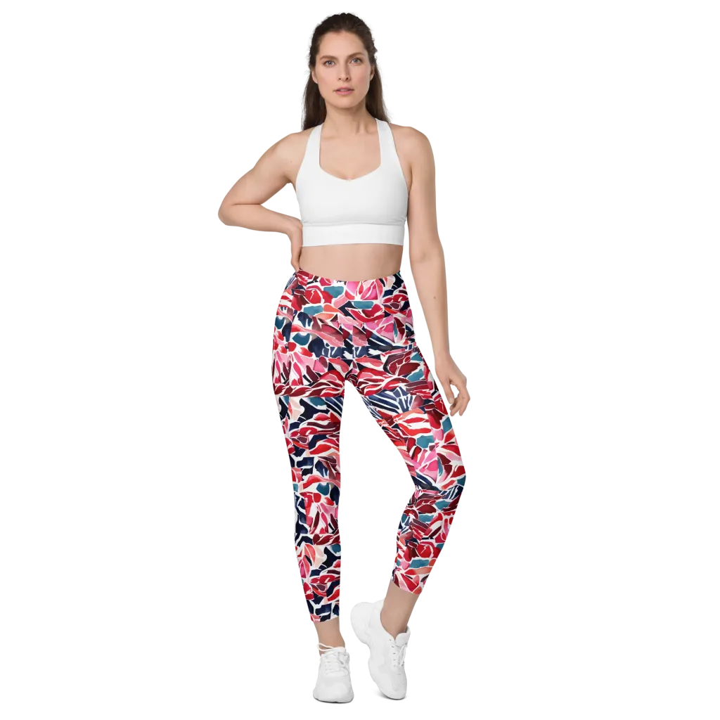 Petal Voltage on Leggings with Pockets — Front