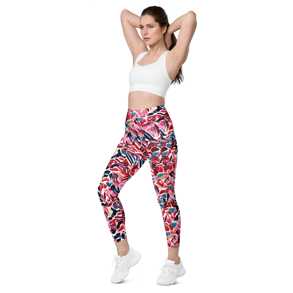 Petal Voltage on Leggings with Pockets — Left Front