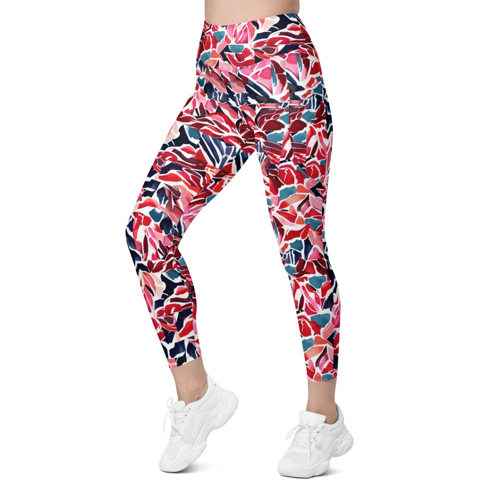 Petal Voltage on Leggings with Pockets — Left Front