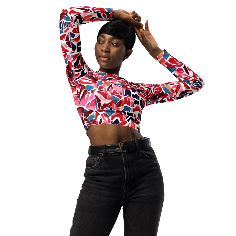 Petal Voltage on Long Sleeve Crop Top — Front