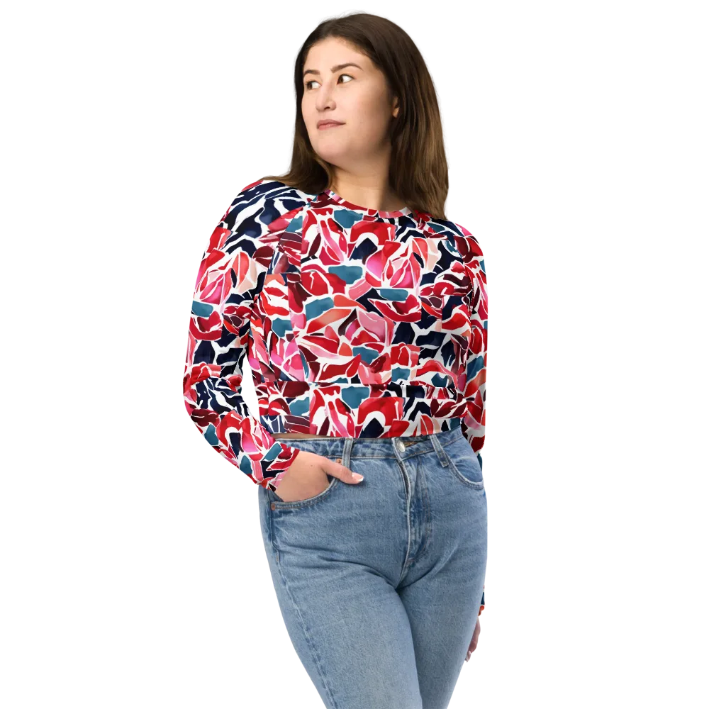 Petal Voltage on Long Sleeve Crop Top — Front