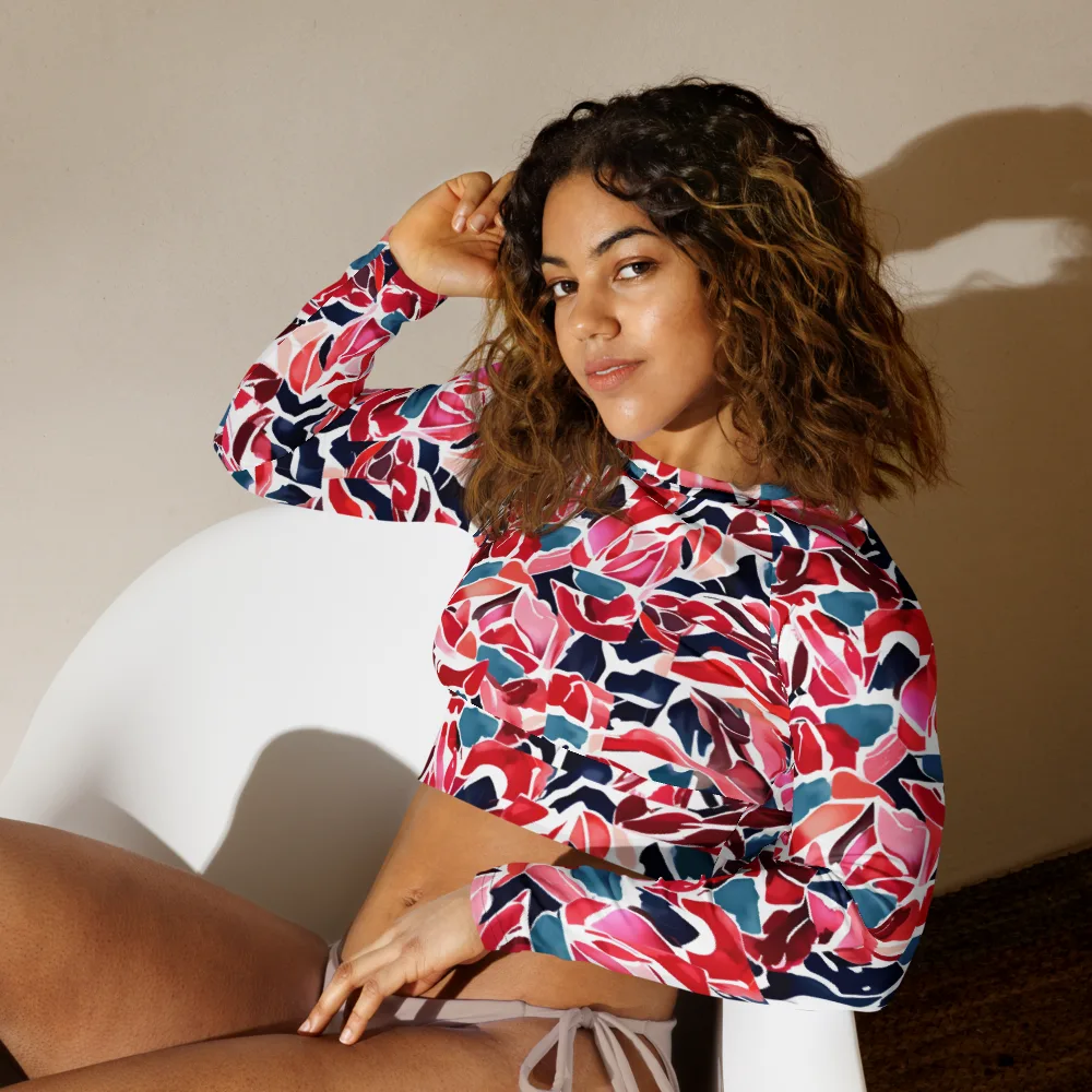 Petal Voltage on Long Sleeve Crop Top — Left Front