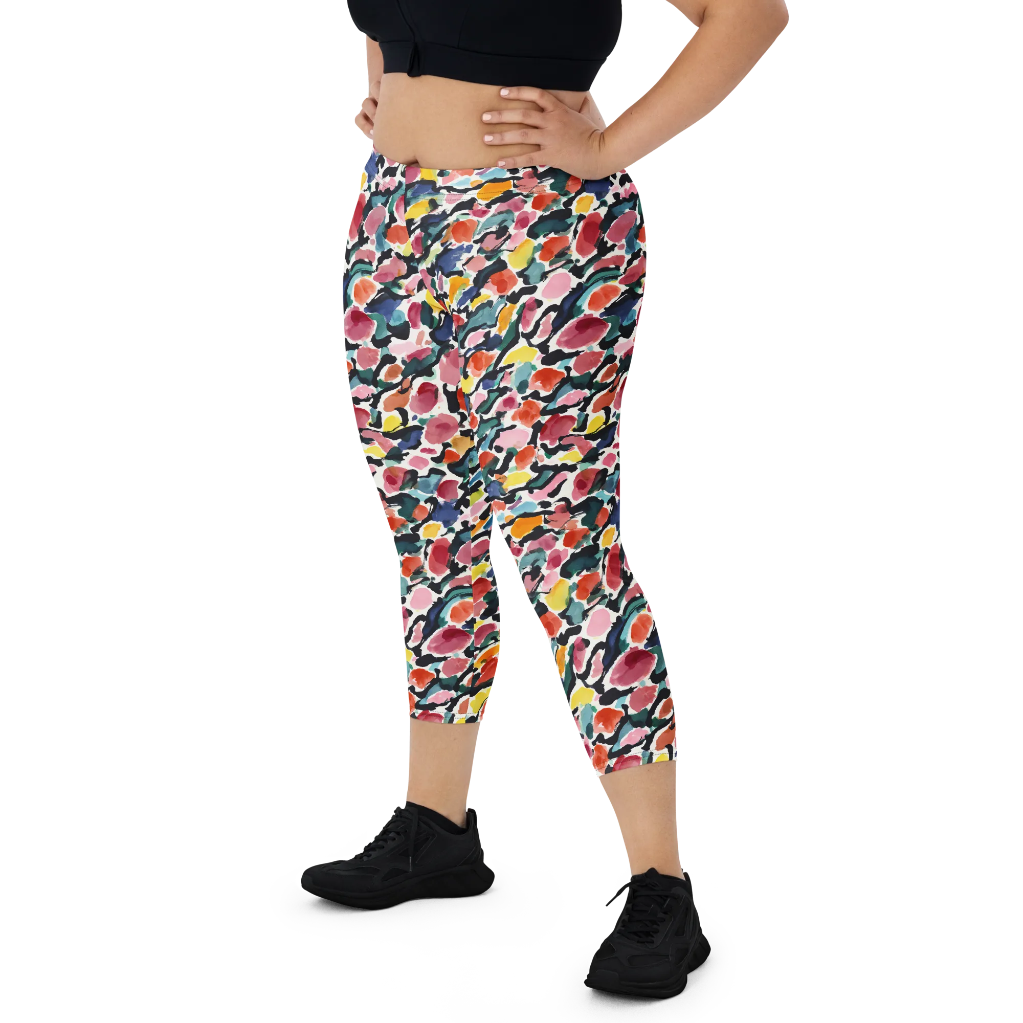 Painted Velocity on Capri Leggings — Front