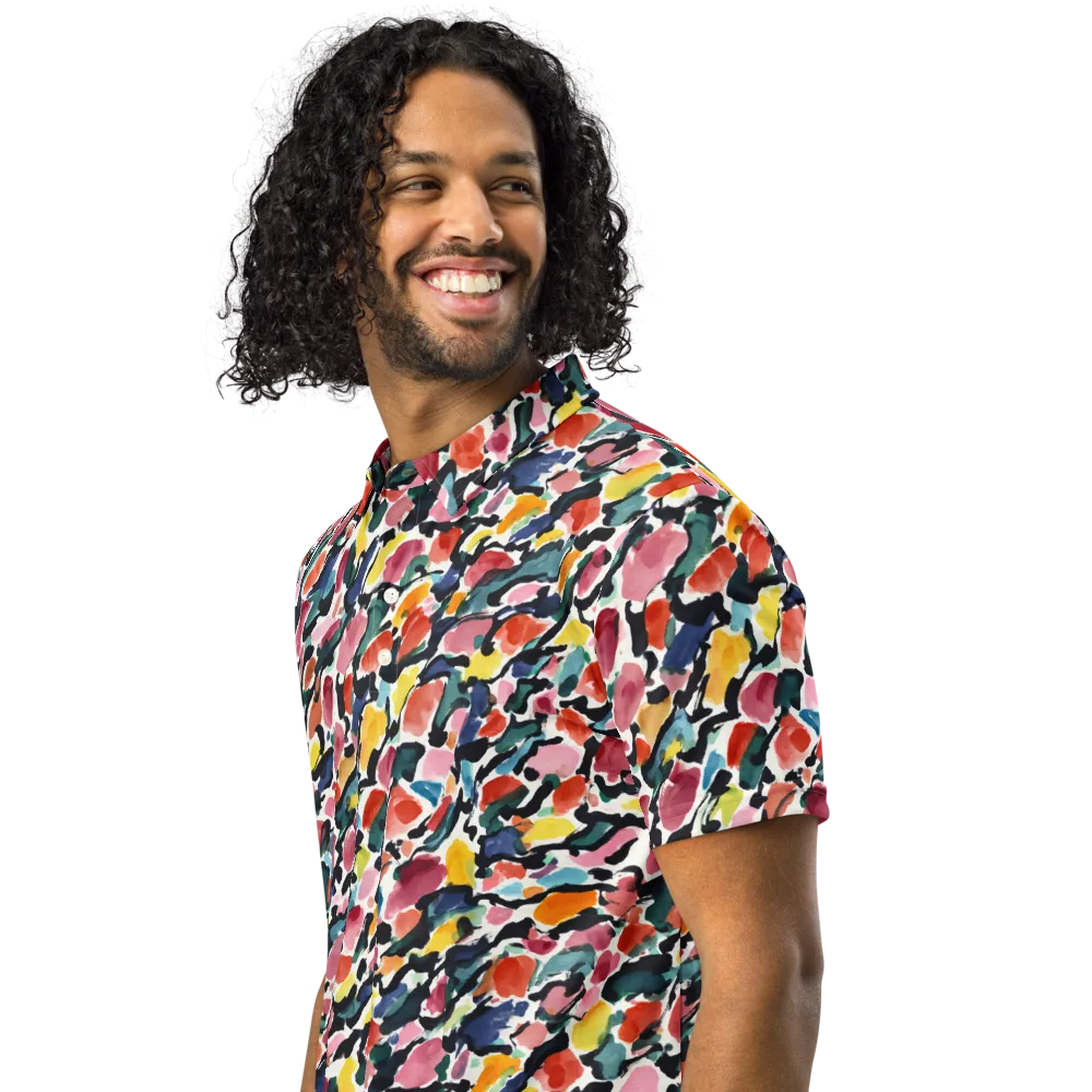 Painted Velocity on Men's Slim Fit Polo Shirt — Left Front