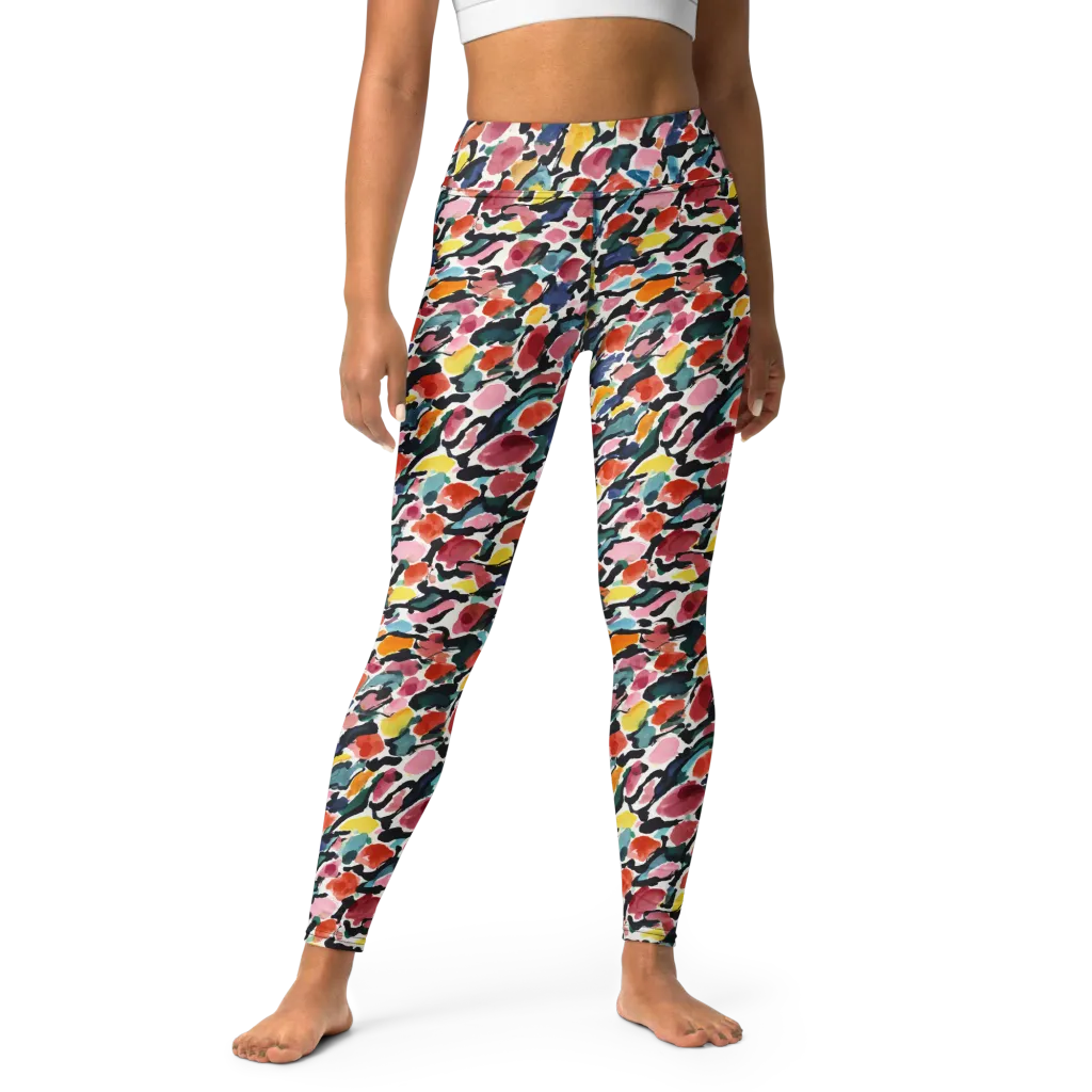 Painted Velocity on Yoga Leggings — Front