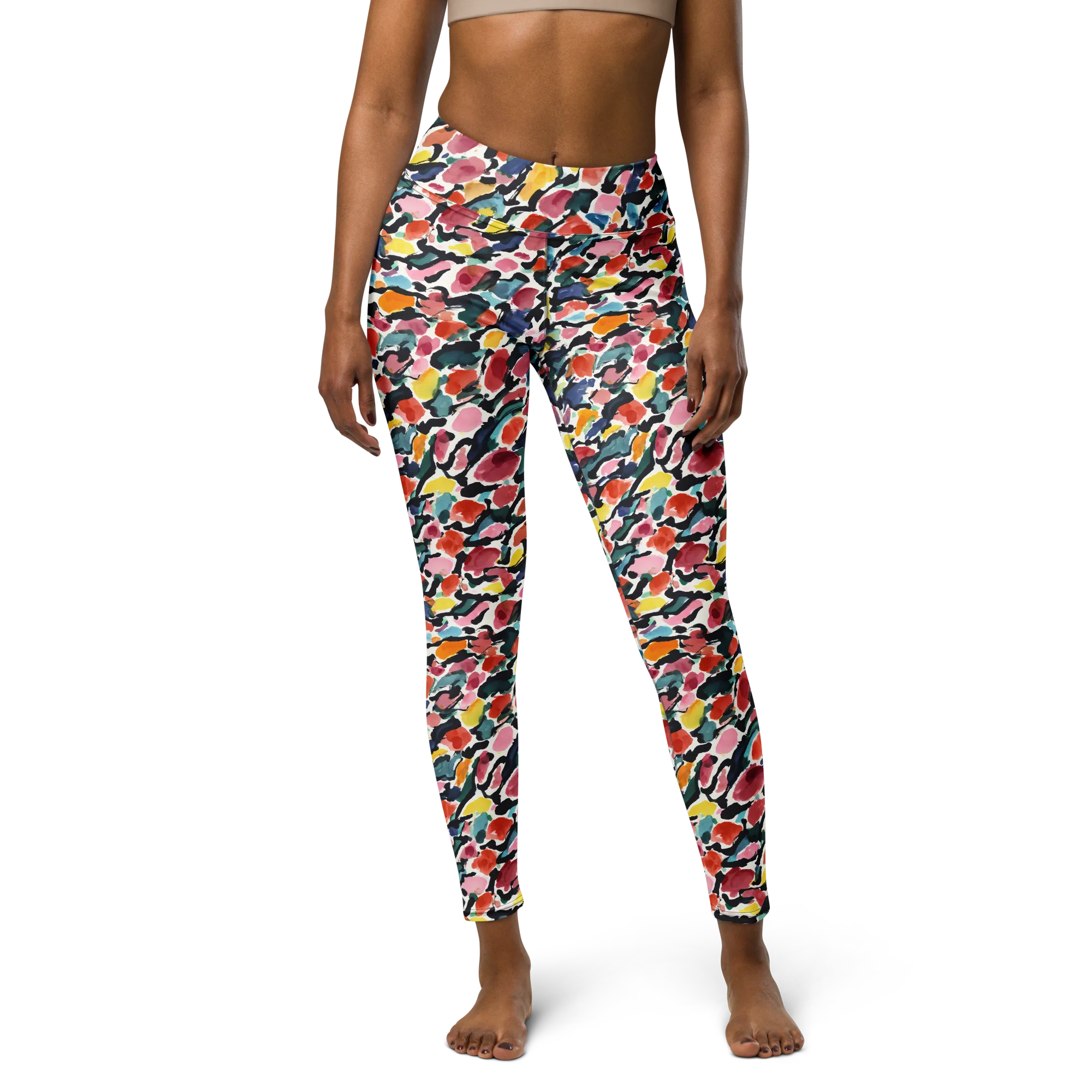 Painted Velocity on Yoga Leggings — Front
