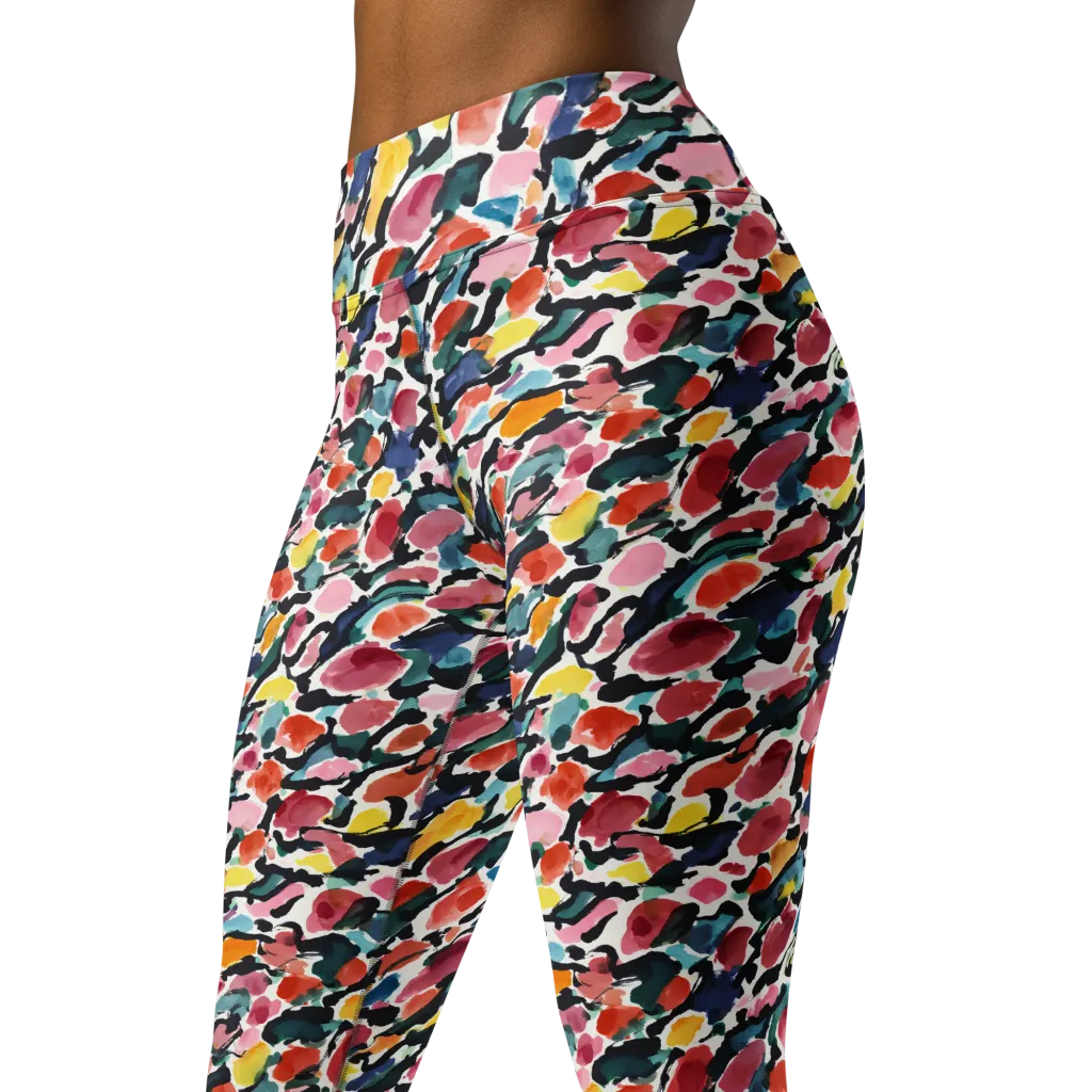 Painted Velocity on Yoga Leggings — Left Front