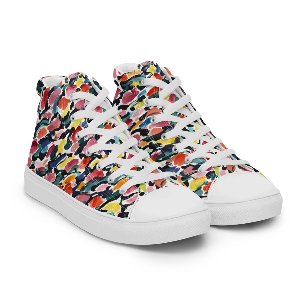 Painted Velocity on Men's High Top Canvas Shoes — Right Front