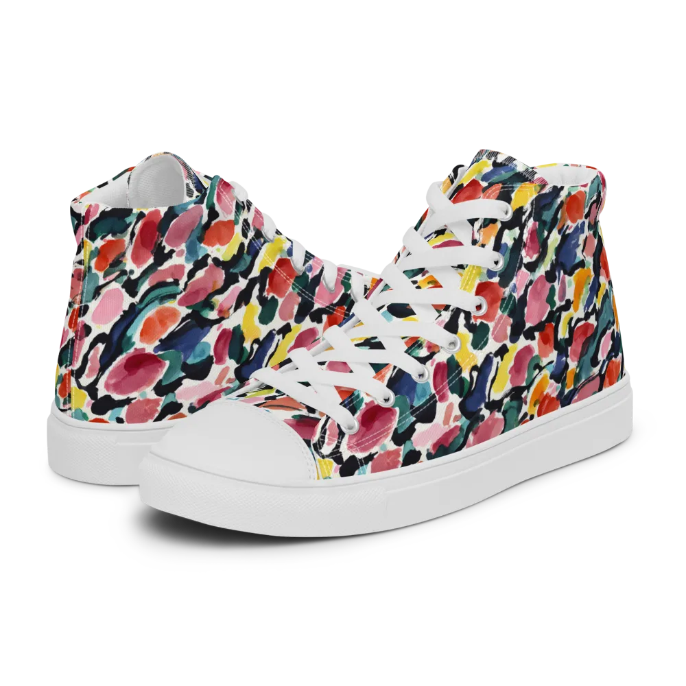 Painted Velocity on Men's High Top Canvas Shoes — Left