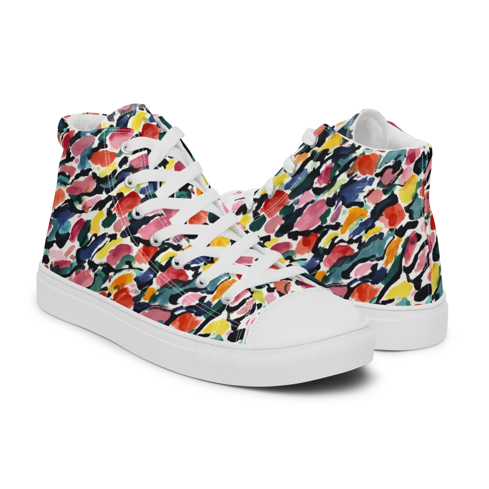 Painted Velocity on Men's High Top Canvas Shoes — Right