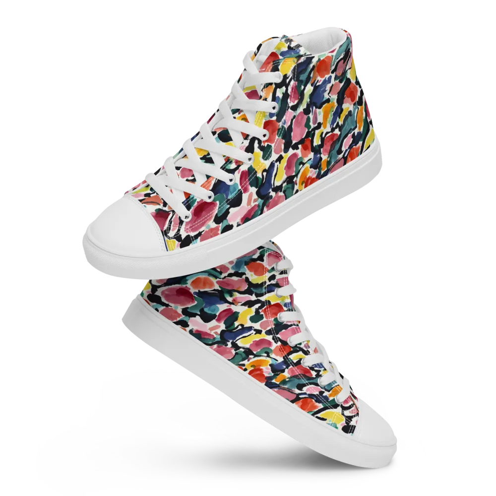 Painted Velocity on Men's High Top Canvas Shoes — Front