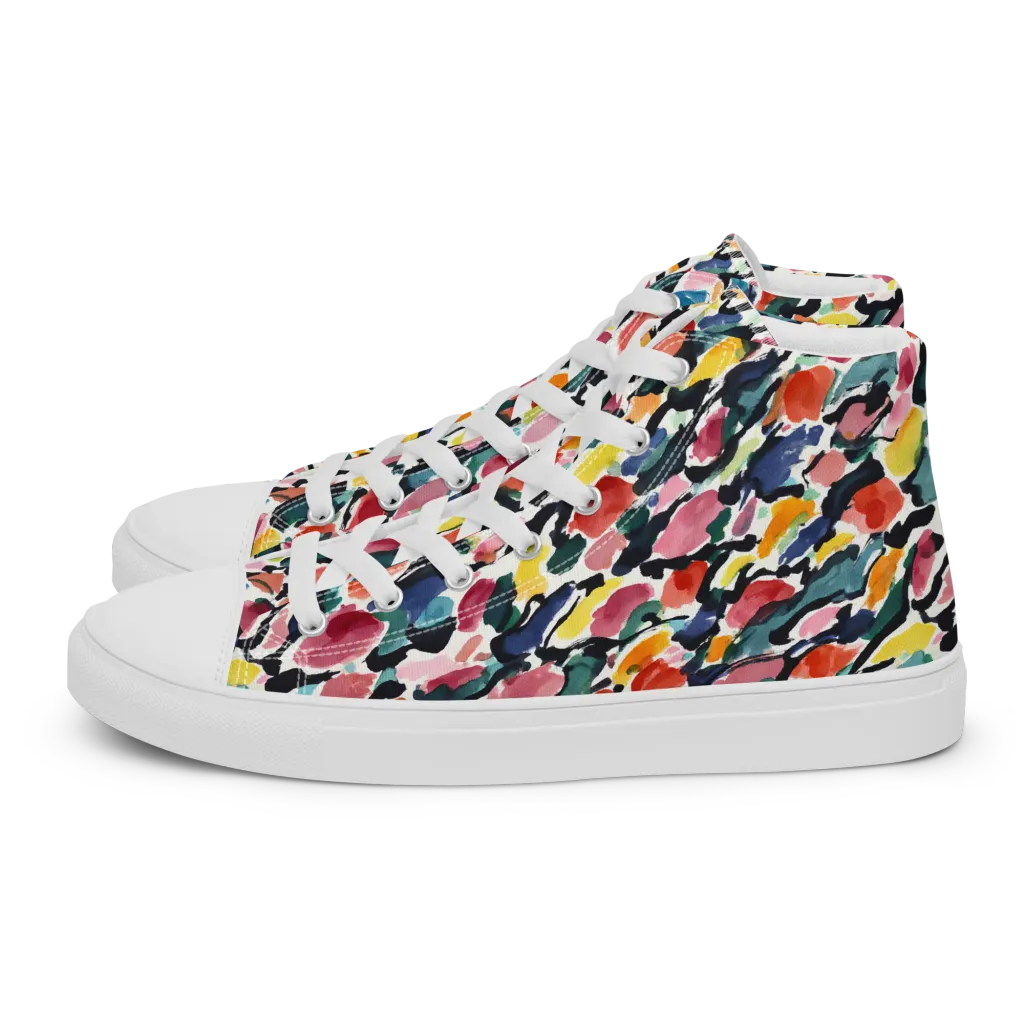 Painted Velocity on Women's High Top Canvas Shoes — Left