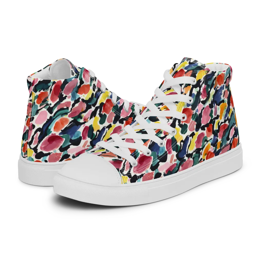 Painted Velocity on Women's High Top Canvas Shoes — Left