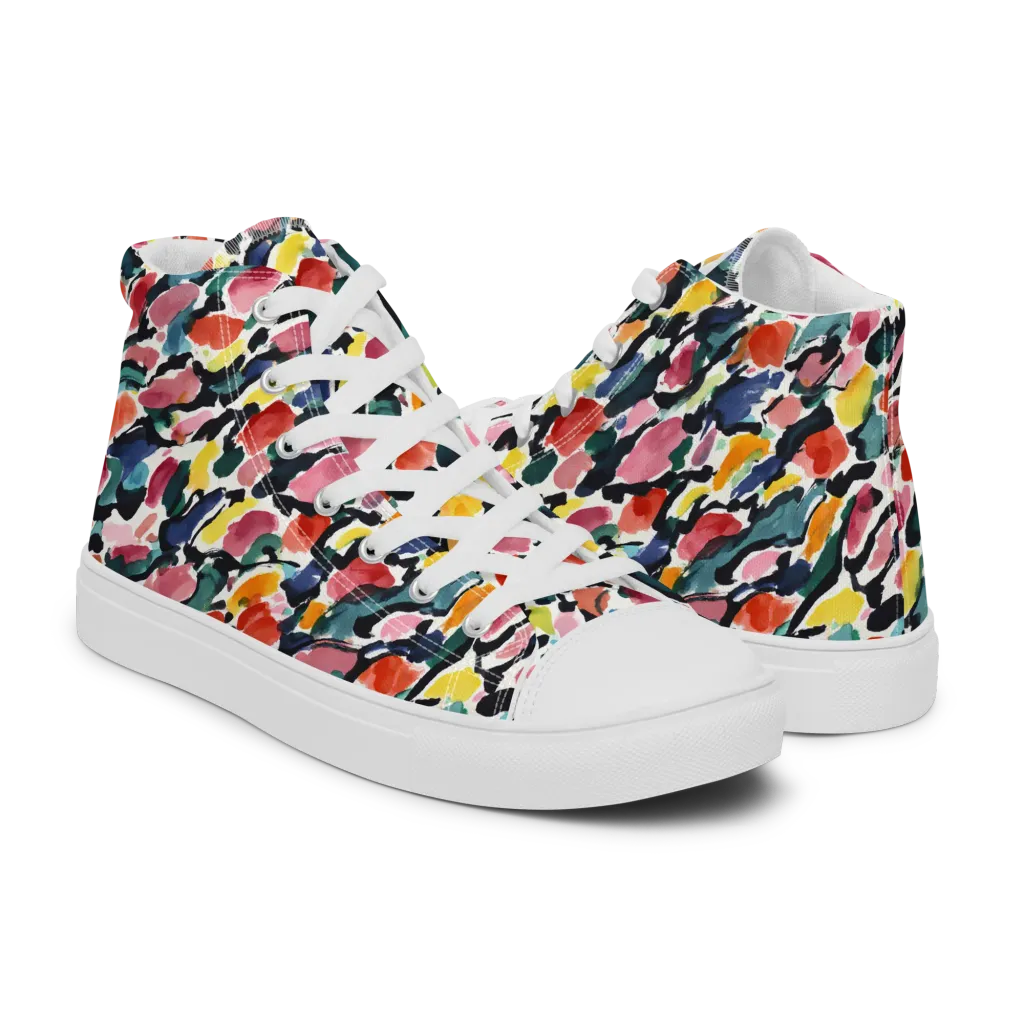 Painted Velocity on Women's High Top Canvas Shoes — Right