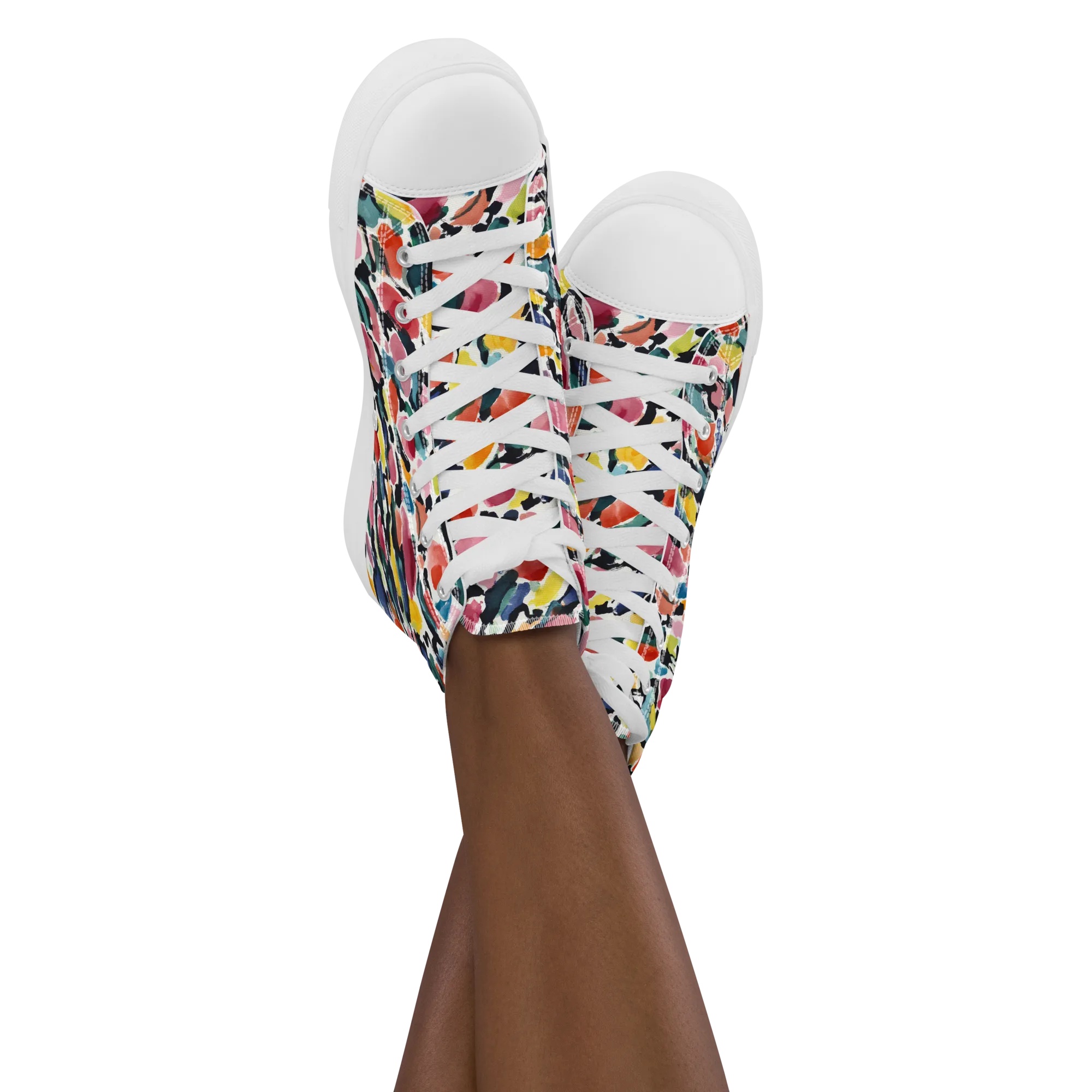 Painted Velocity on Women's High Top Canvas Shoes — Front