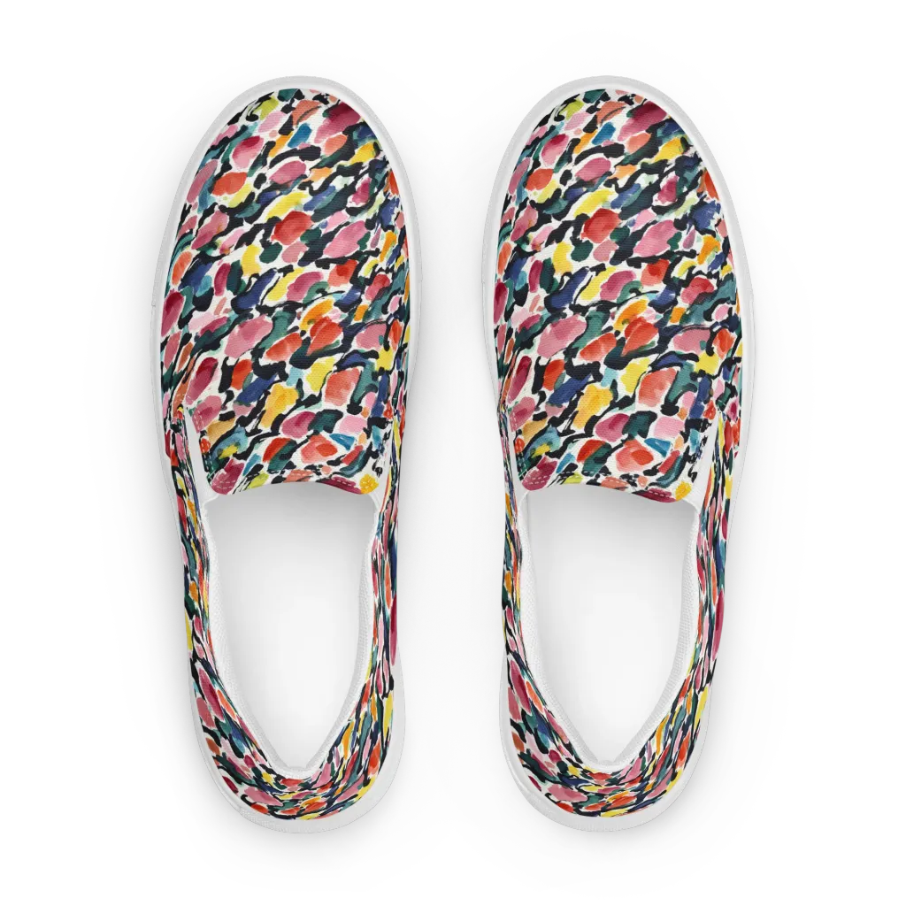 Painted Velocity on Men's Slip-On Canvas Shoes — Front