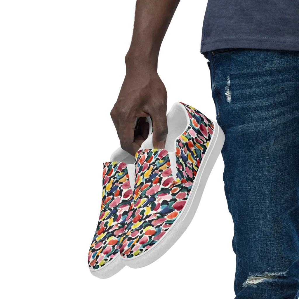Painted Velocity on Men's Slip-On Canvas Shoes — Left Front