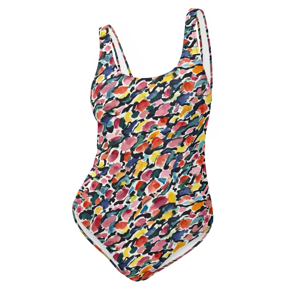 Painted Velocity on One-Piece Swimsuit — Front