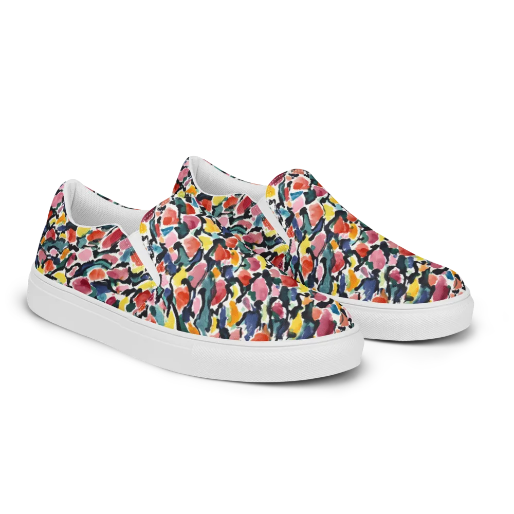 Painted Velocity on Women's Slip-On Canvas Shoes — Right Front