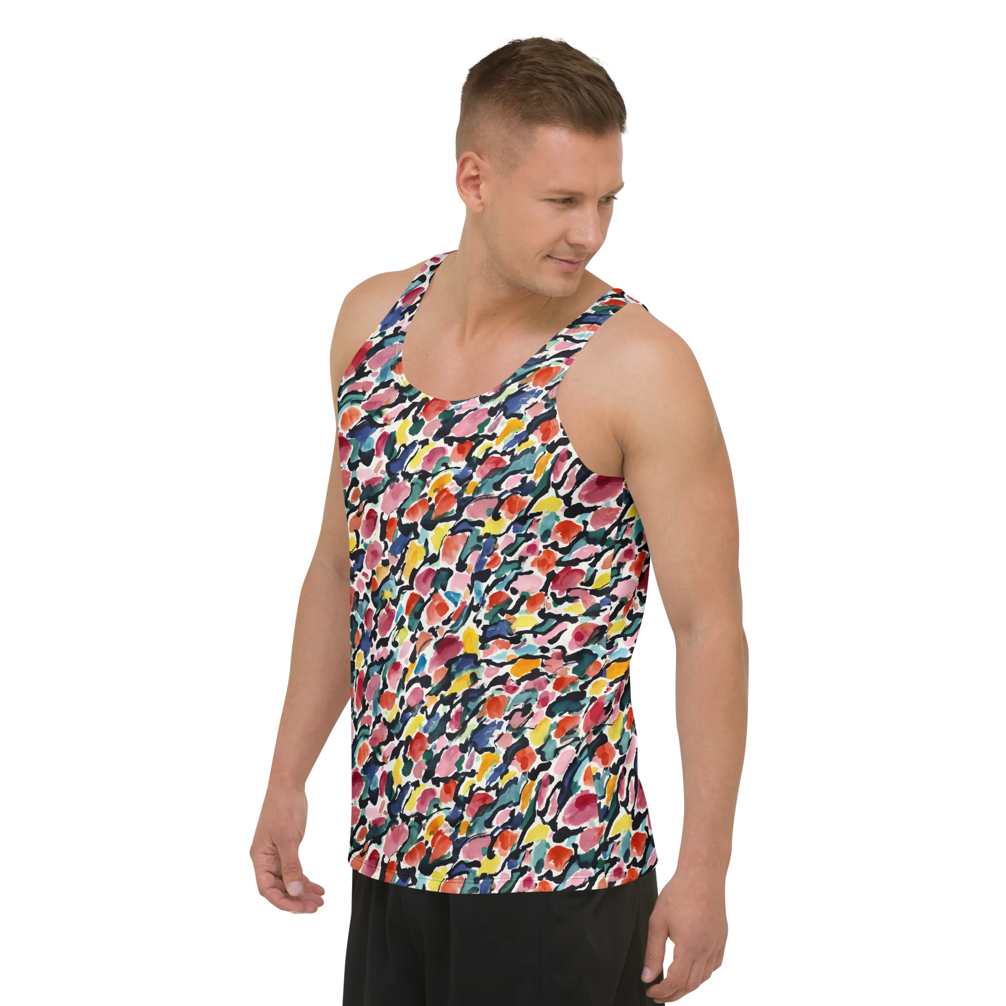 Painted Velocity on Men's Tank Top — Left Front