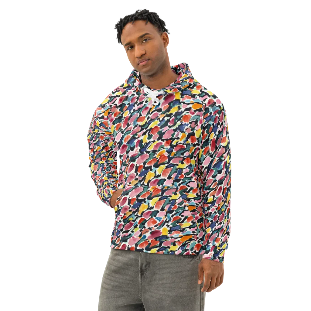 Painted Velocity on Cotton Hoodie — Left Front