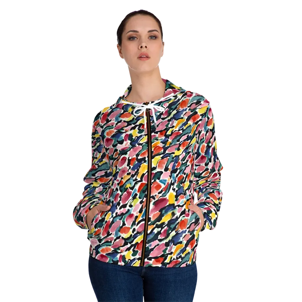 Painted Velocity on Women's Full-Zip Hoodie — Front On Person