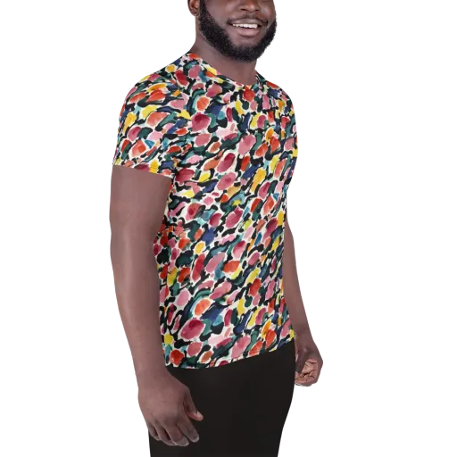 Painted Velocity on a Men's Athletic T-Shirt
